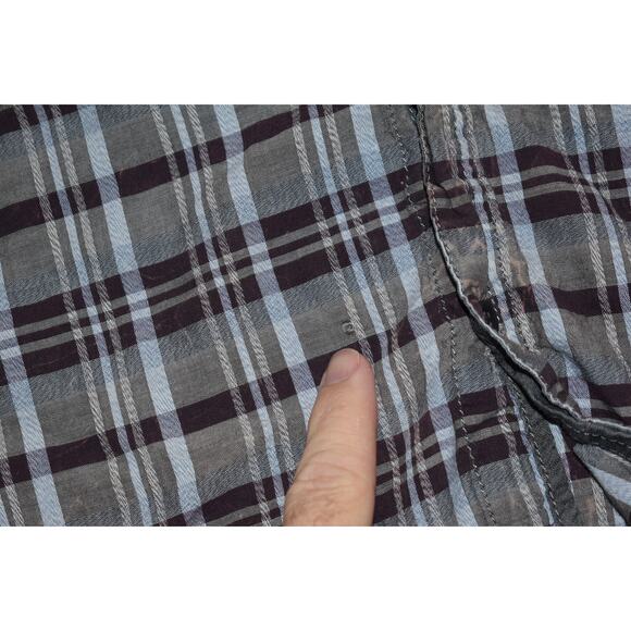 Buffalo David Bitton Button Up Dress Shirt Mens Size 2XL Gray Plaids Elbow Pads - Picture 7 of 10